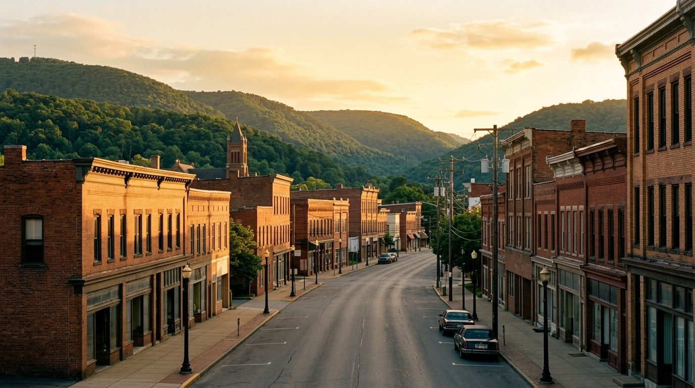 Altoona, PA skyline, editorial photograph.