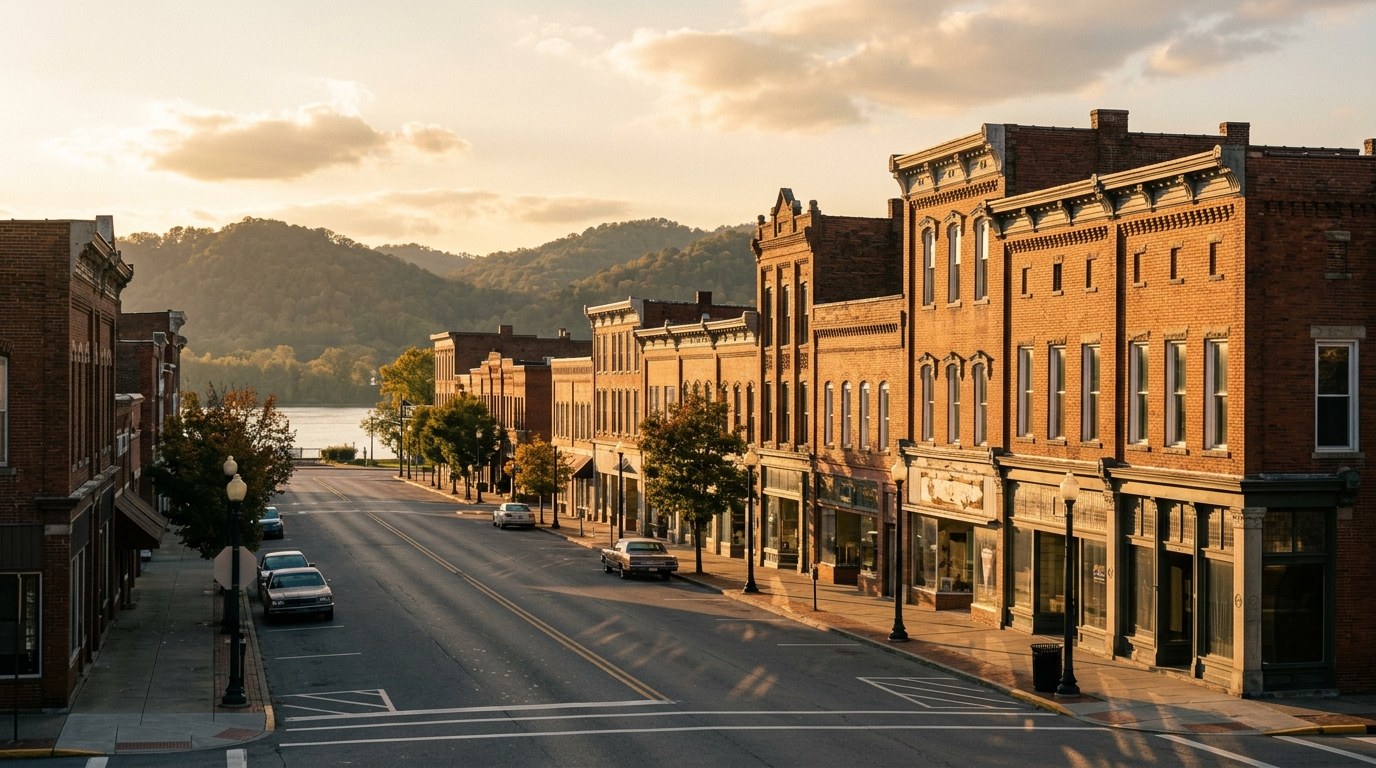 Ashland, KY skyline, editorial photograph.