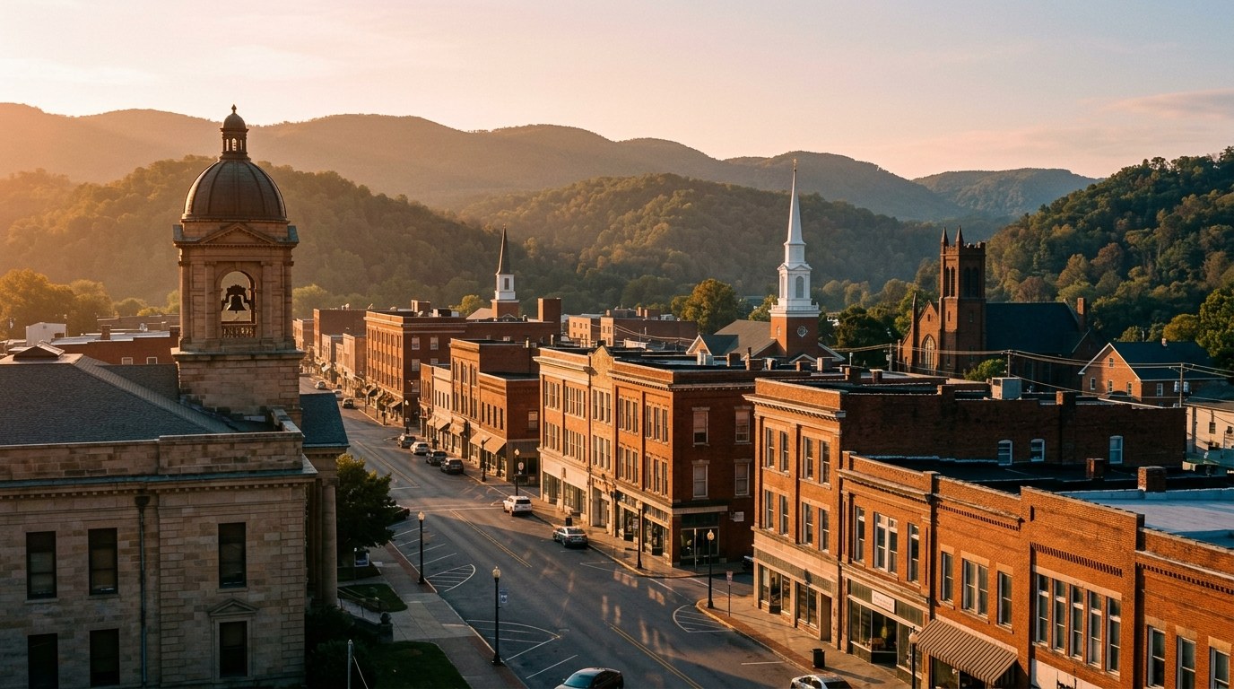 Beckley, WV skyline, editorial photograph.
