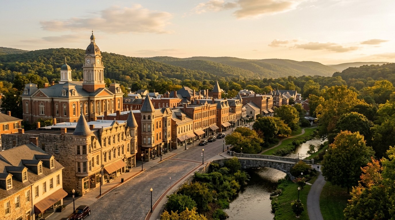Bellefonte, PA skyline, editorial photograph.