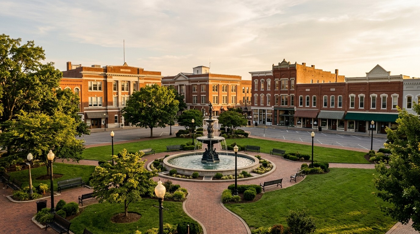 Bowling Green, KY skyline, editorial photograph.