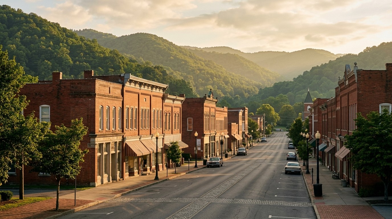 Bridgeport, WV skyline, editorial photograph.