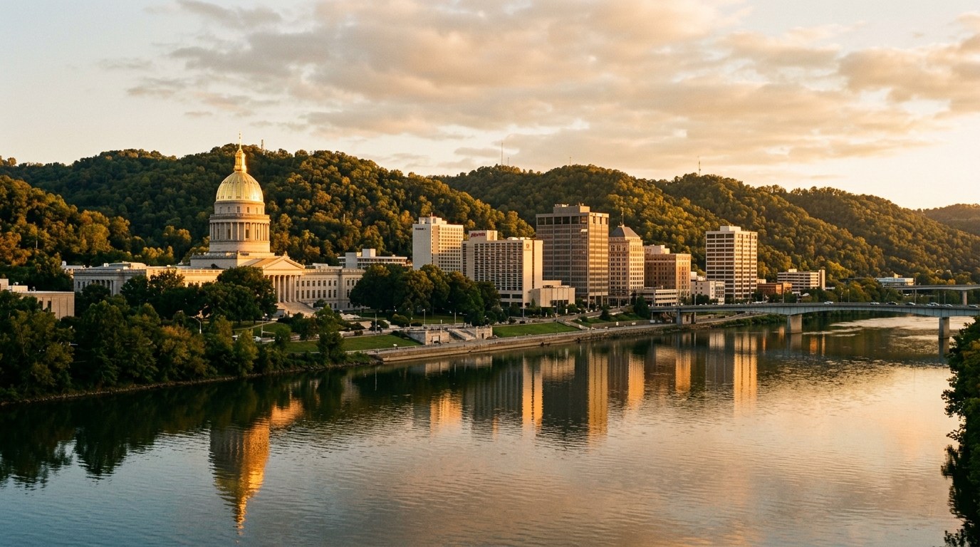 Charleston, WV skyline, editorial photograph.