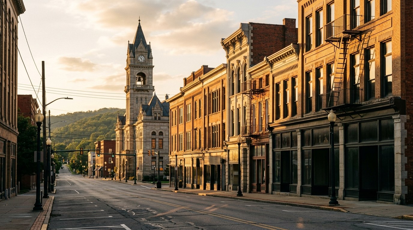 Fayette County, PA skyline, editorial photograph.