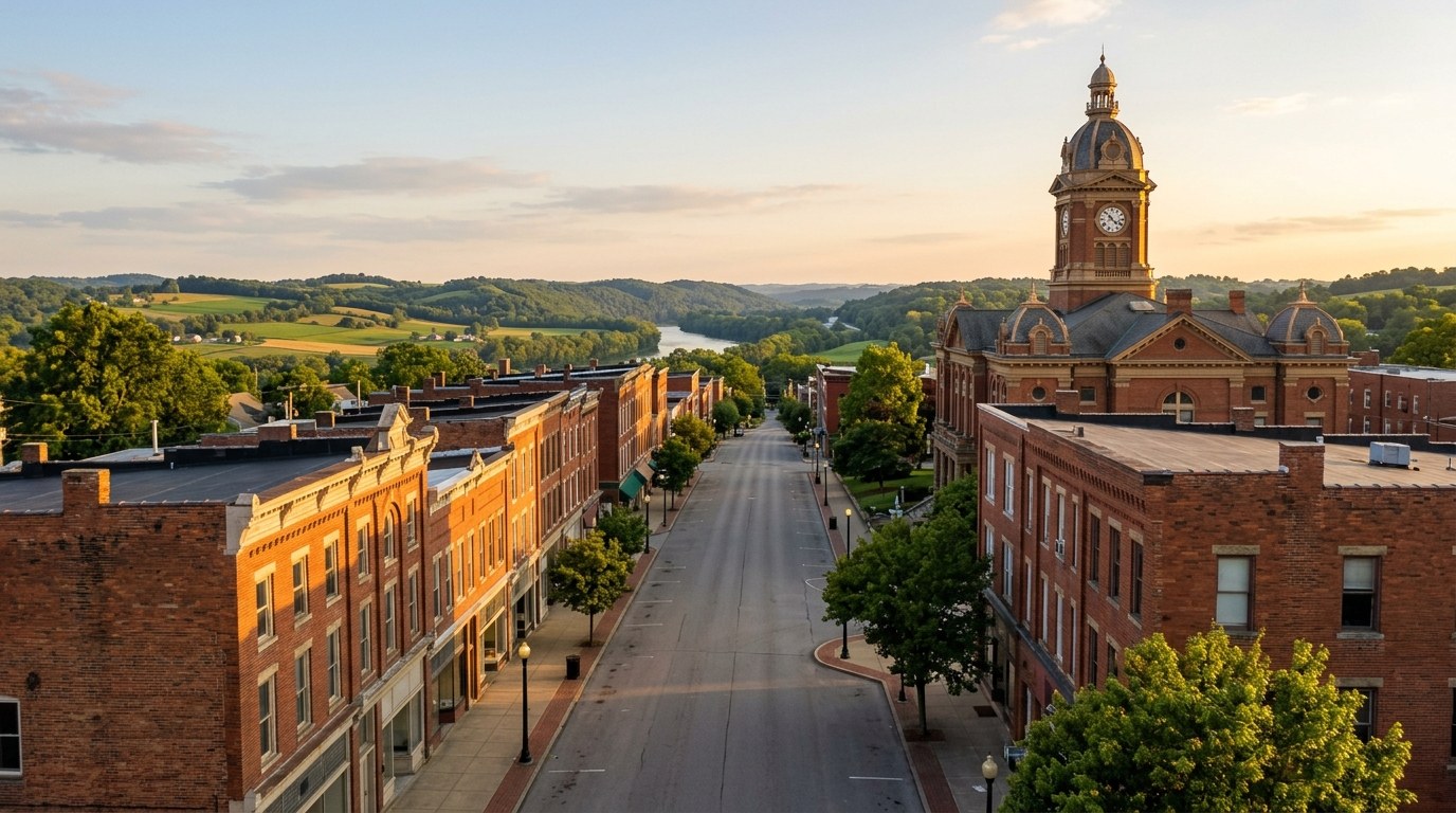 Greene County, PA skyline, editorial photograph.