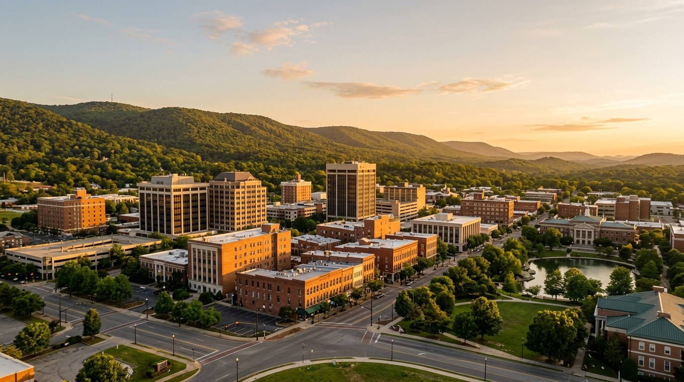 Huntsville, AL skyline, editorial photograph.