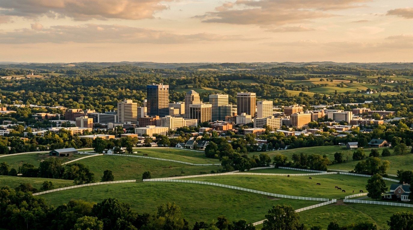 Lexington, KY skyline, editorial photograph.