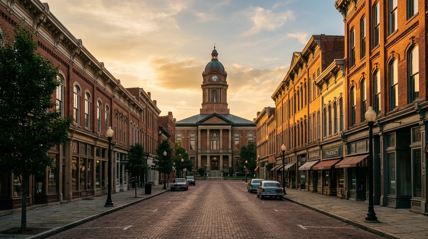 New Castle, PA skyline, editorial photograph.