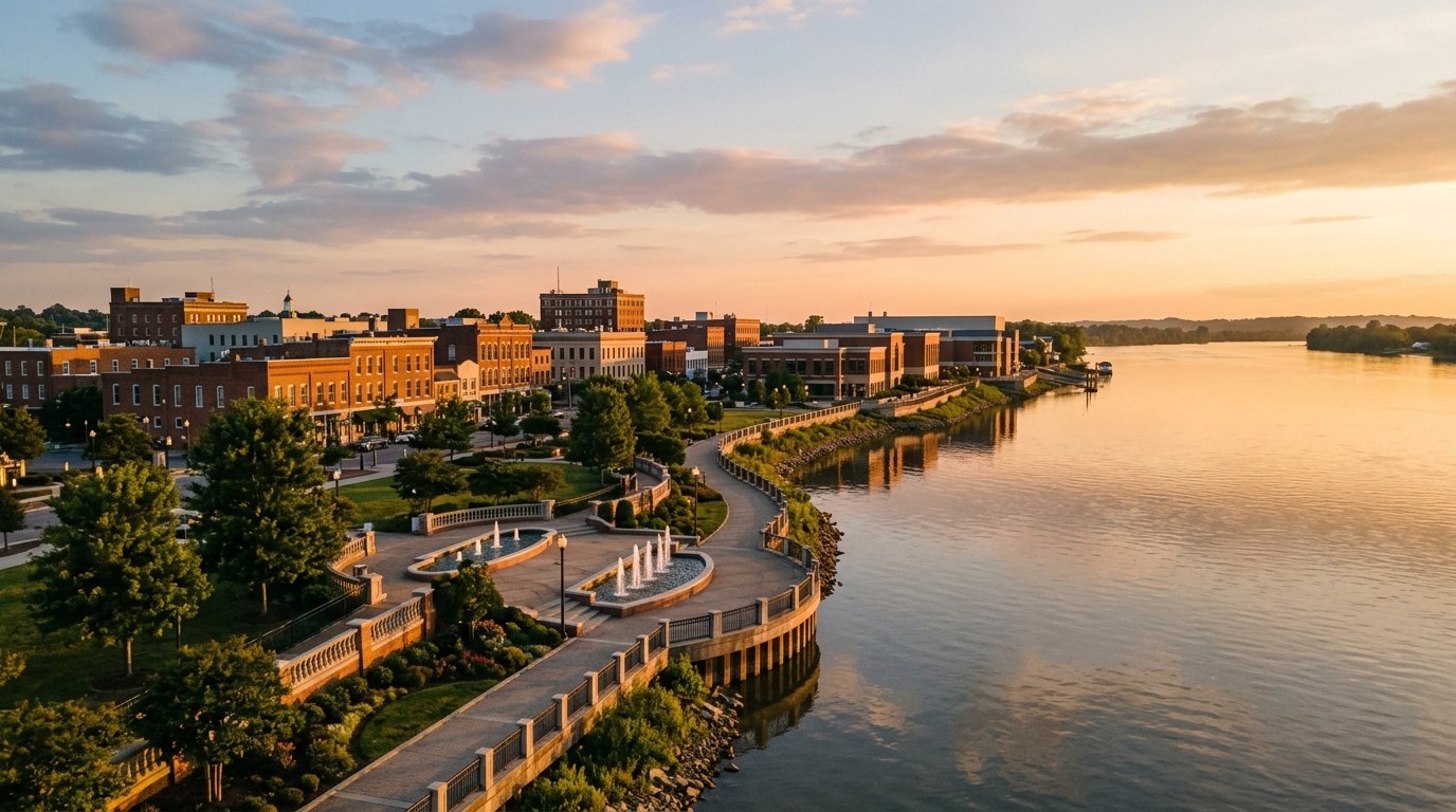 Owensboro, KY skyline, editorial photograph.