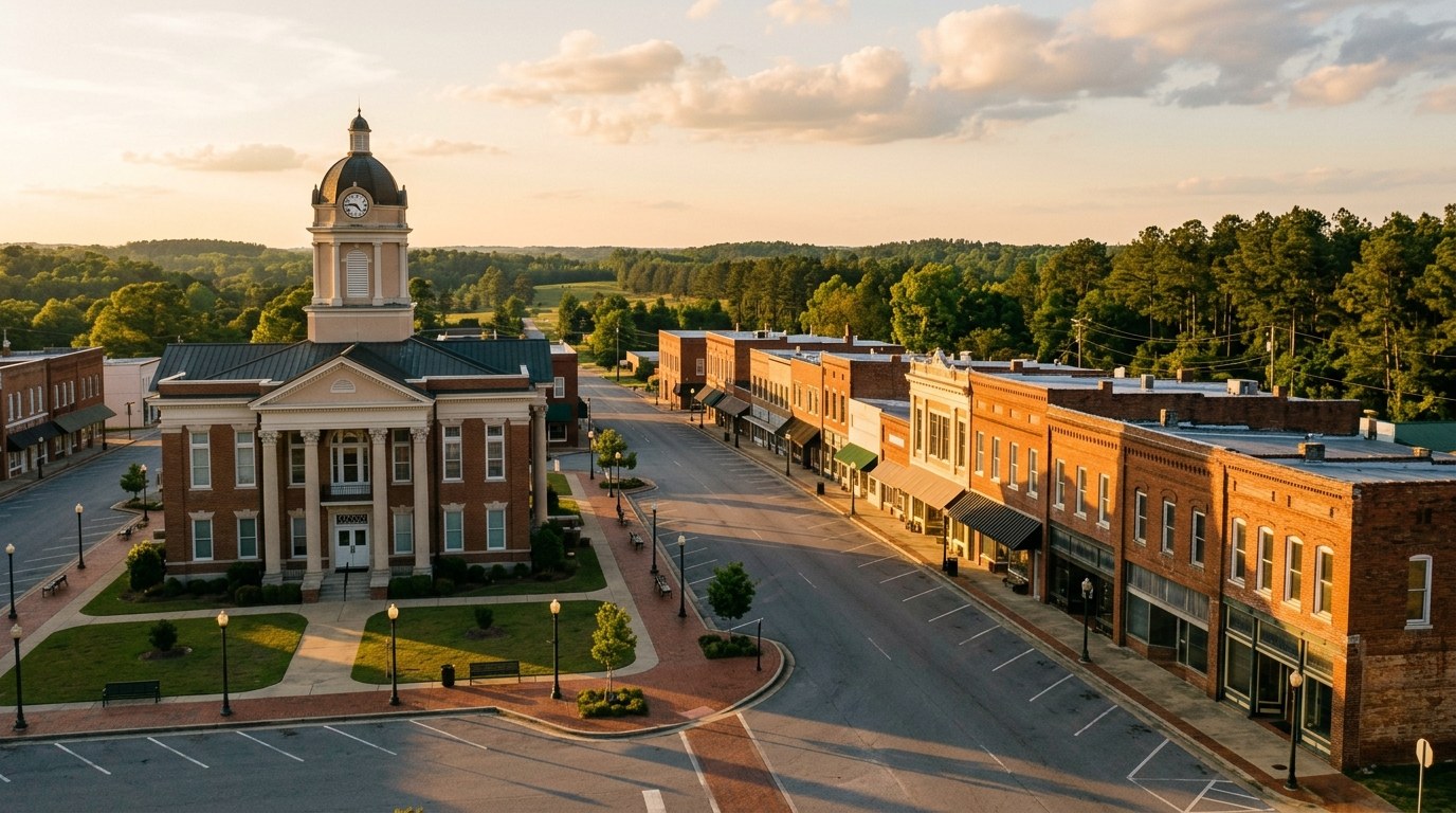 Ozark, AL skyline, editorial photograph.