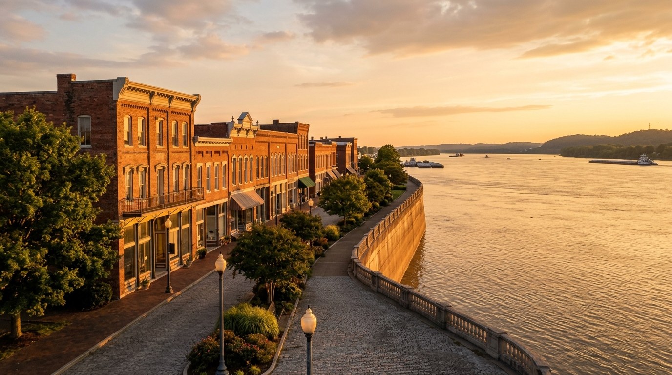 Paducah, KY skyline, editorial photograph.