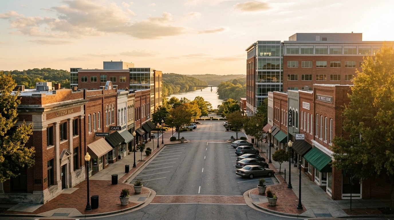 Rock Hill, SC skyline, editorial photograph.