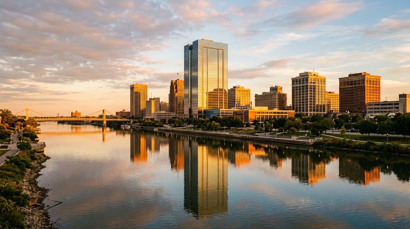 Toledo, OH skyline, editorial photograph.