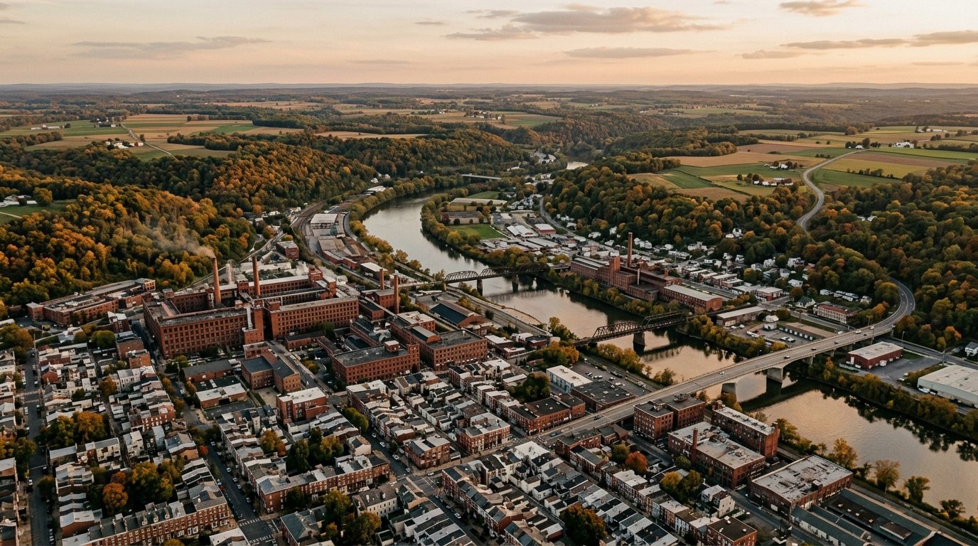 Berks County, PA skyline, editorial photograph.
