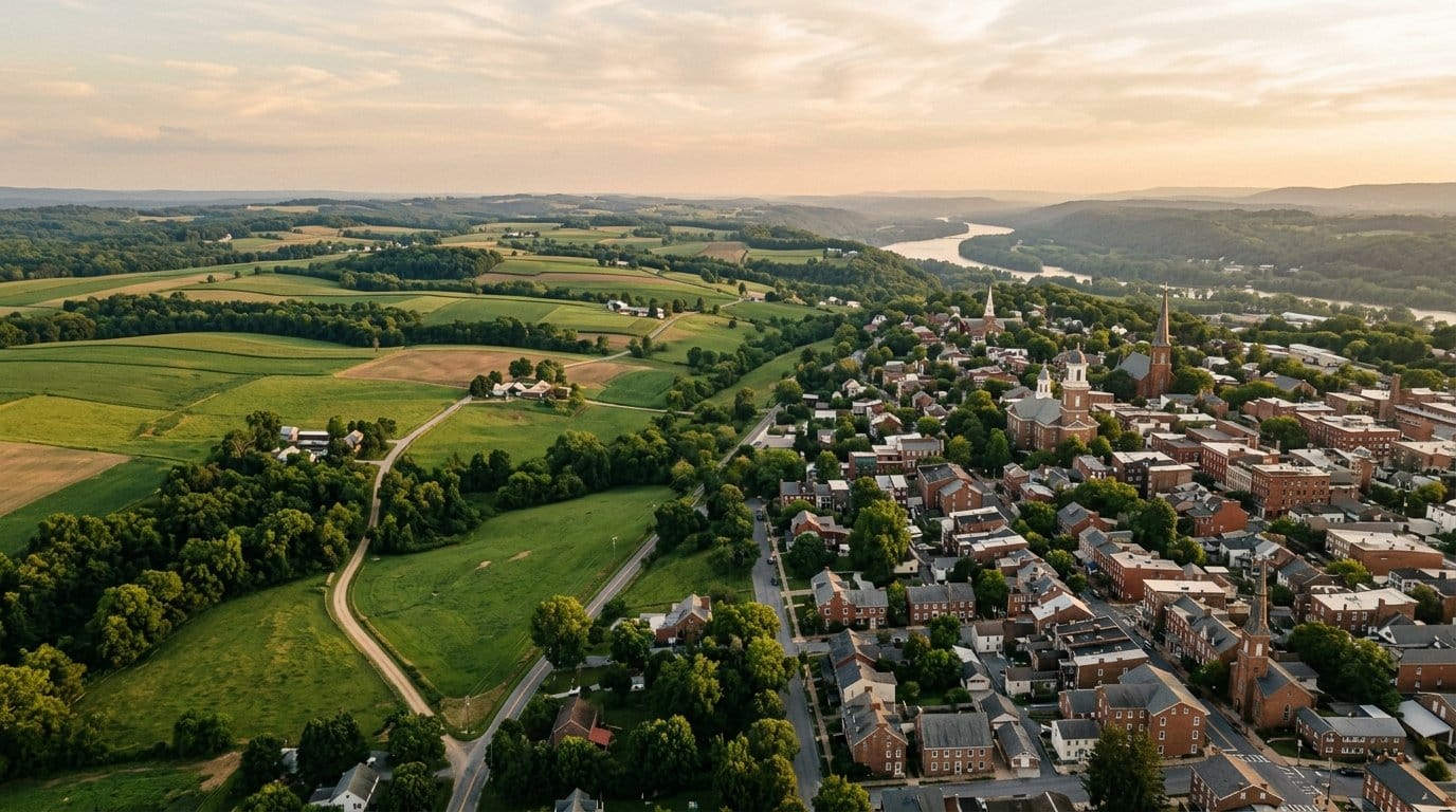 Lancaster County, PA skyline, editorial photograph.