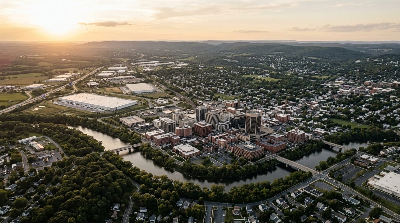 Lehigh County, PA skyline, editorial photograph.