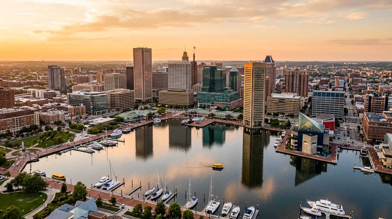 Maryland skyline, editorial photograph.