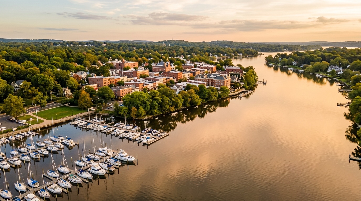 Red Bank, New Jersey waterfront, editorial photograph.