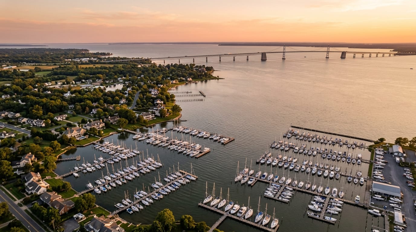 Queen Anne's County, MD skyline, editorial photograph.