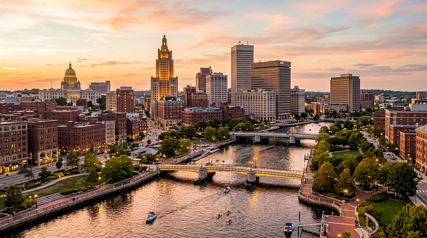 Rhode Island skyline, editorial photograph.