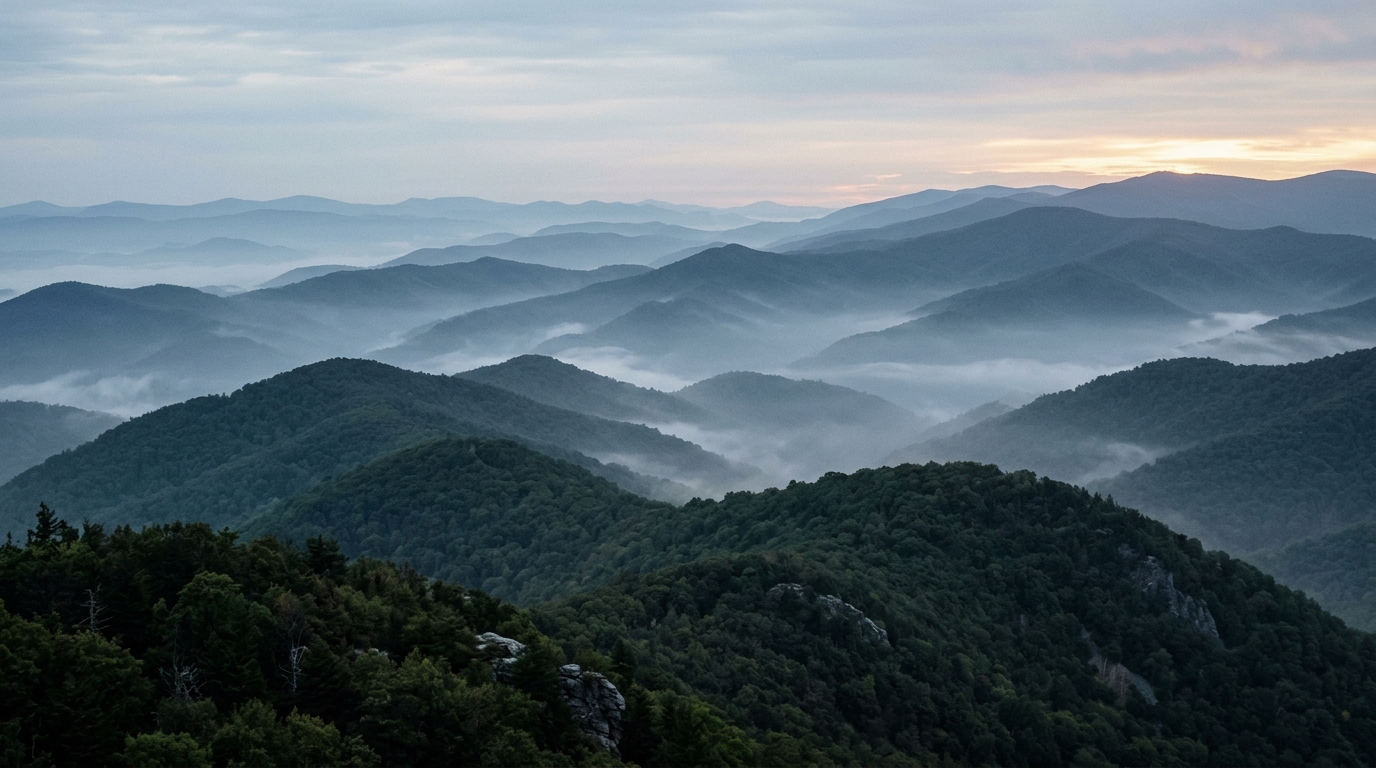 West Virginia business district, atmospheric editorial photograph.